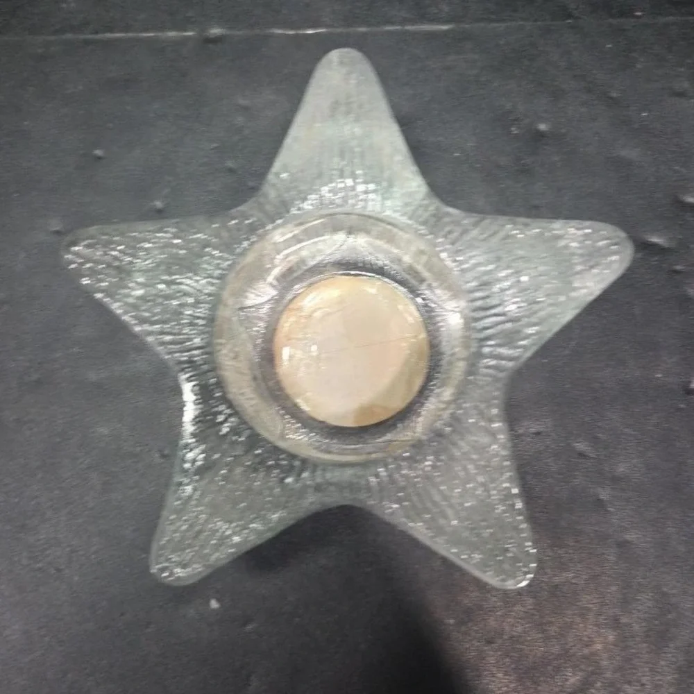 Indiana Glass Star Shaped Candle Holder,‎ Lancaster Colony Co., Textured Design